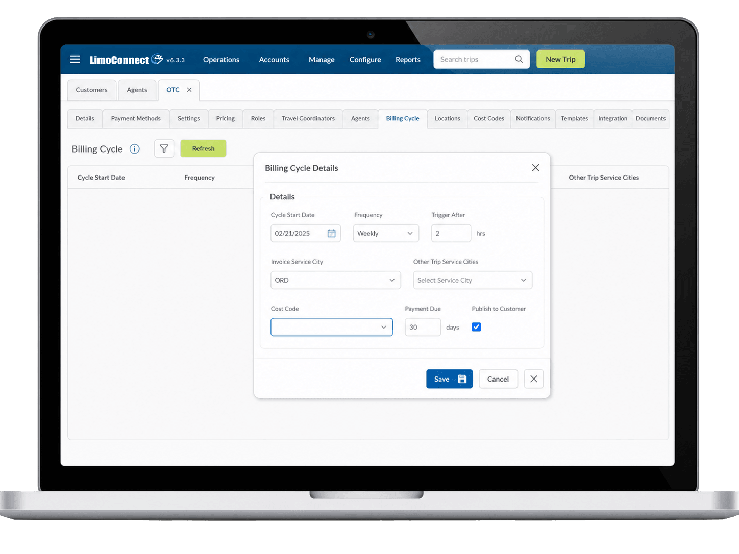 LimoConnect247 accounting and invoicing dashboard